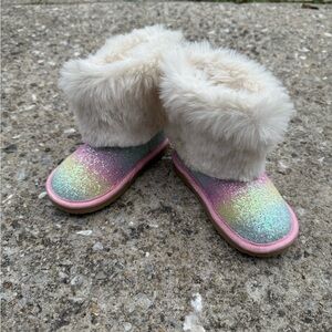 The Children's Place Glittery Pastel Boots with Faux Fur